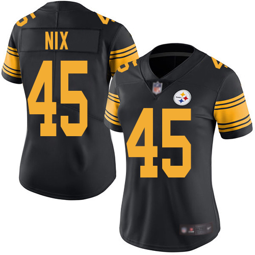Women Pittsburgh Steelers Football #45 Limited Black Roosevelt Nix Rush Vapor Untouchable Nike NFL Jersey->youth nfl jersey->Youth Jersey